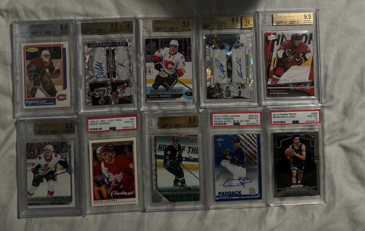 iamslagle's tweet photo. @GotdemCards @quidd Moving my whole collection below comps…💍👰🏽‍♀️ (let’s not get crazy though) 

These are just a few selections 

For instance Roy Rookie 8.5 OPC - $700
Matthews YG BGS 9.5  - $550
Hughes YG BGS 9.5 - $160 

Make offers - tell me what you’re looking for https://t.co/6IDNequp1Q