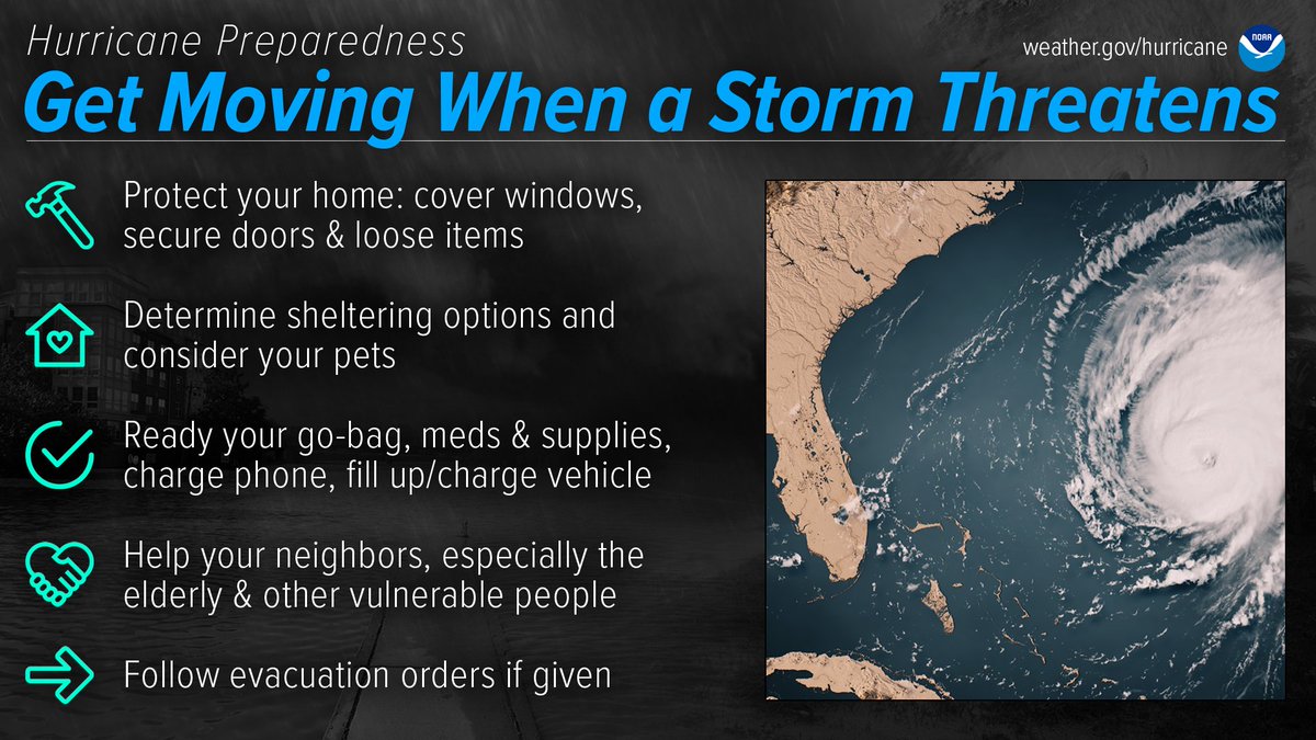 Do you know what to do when a storm threatens? Prepare for hurricane season by taking the time now to understand the actions needed when time is of the essence. #HurricanePrep #HurricaneStrong noaa.gov/get-moving-whe…