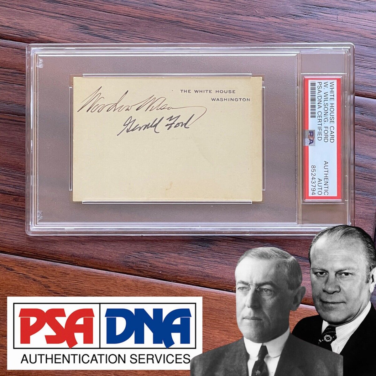 50 years apart both WOODROW WILSON and GERALD FORD signed this rare White House card! Full autograph authentication, trusted eBay sellers: shorturl.at/CGUY8 #autograph #WhiteHouse #GeraldFord #WoodrowWilson #POTUS #history