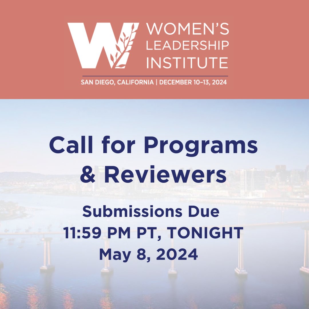 Contribute your expertise and leadership by submitting a program proposal to present at the 2024 Women's Leadership Institute in San Diego, CA! ACUI & NASPA invite programs that will inspire participants to become an inspirational and effective leader. bit.ly/3JRsVmb