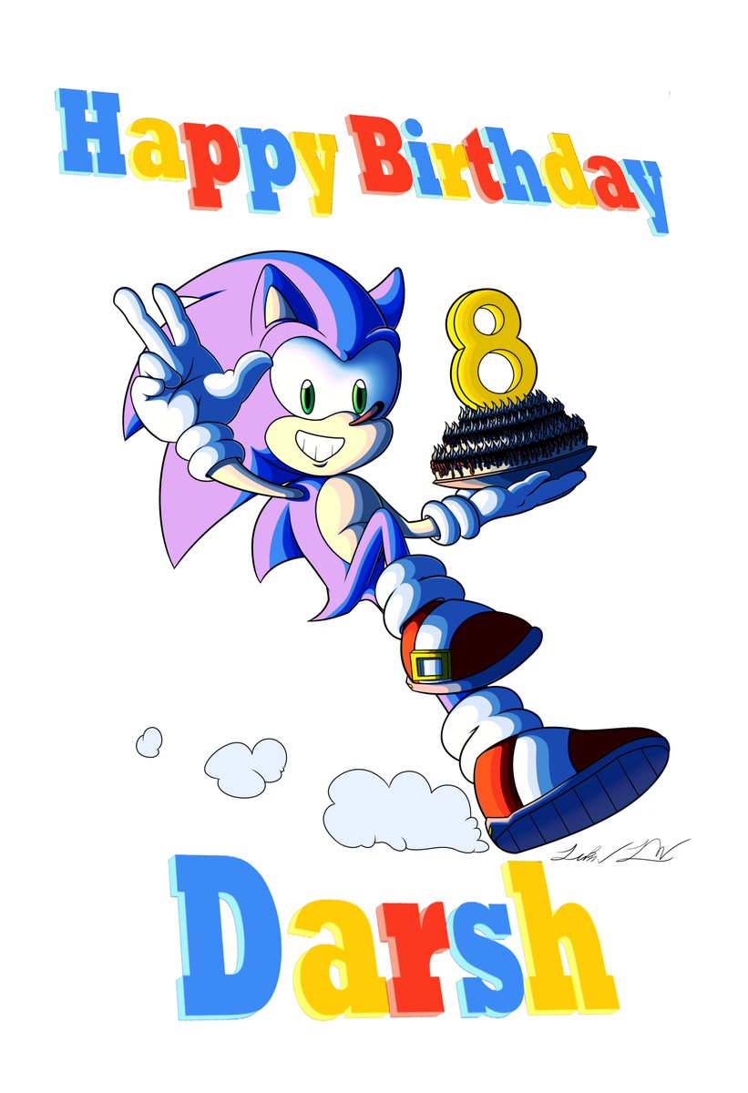 DioMagyar's tweet photo. Heyo again, while working on the last commission for that ocean view, I  managed to get another commission from a co-worker of mine. They wanted something special for their kids birthday, and I was happy to give him his own little Sonic to always have on his wall. https://t.co/FSyjGiUdMm