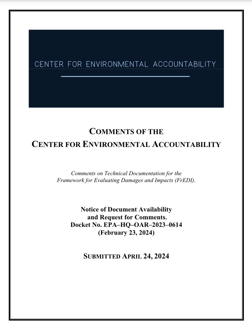 In a comment to EPA on behalf of the Center for Environmental Accountability, Boyden Gray PLLC argues why the agency’s Framework for Evaluating Damages and Impacts - a draft tool for investigating the damages from climate change - is fundamentally flawed. boydengray.com/wp-content/upl…