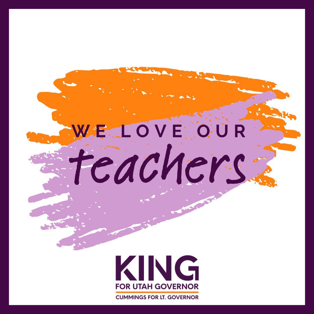 It’s Teacher Appreciation Week! Let's honor the incredible educators who shape the future of our state. From classrooms to communities, their dedication and passion make a difference in the lives of Utah's children. #TeacherAppreciationWeek #KingForUtah #ForTheBetter