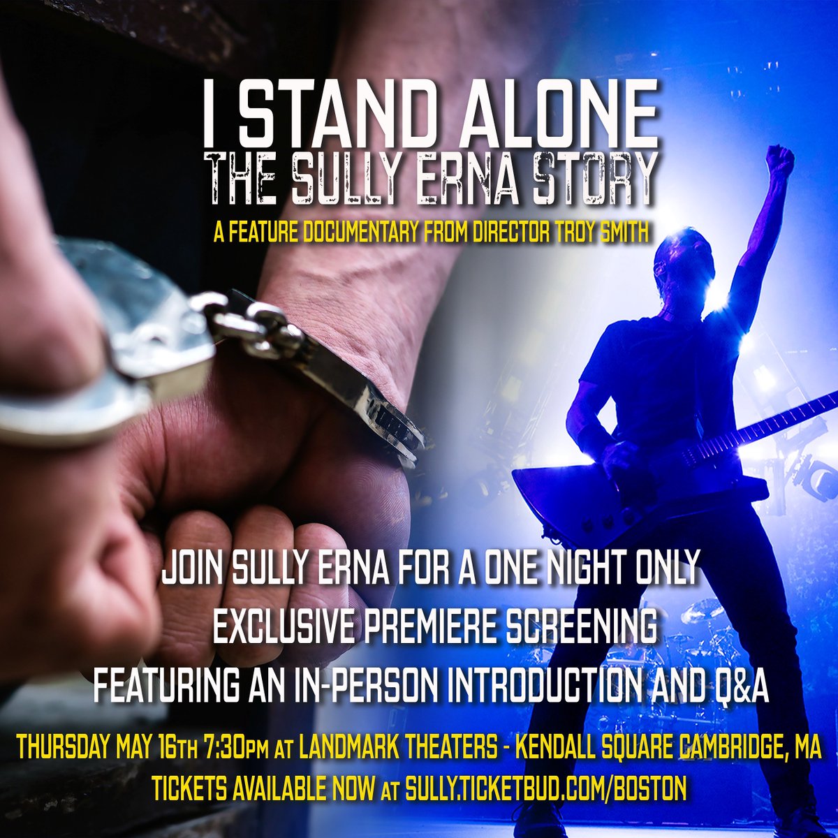 📽️🍿CAMBRIDGE, MA There will be a SPECIAL SCREENING of “I Stand Alone” the @SullyErna story on THURS MAY 17 at 7:30PM at @LTBoston Kendall Square with a SPECIAL APPEARANCE by Sully Erna for an introduction and Q&A following the screening! 🎟️ Tickets can be purchased at:…