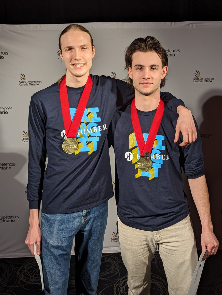 Congratulations to #HumberFAST students Grant Maddock & Cole Hunter for earning Gold 🥇in #Mechatronics @skillsontario 2024 Competition!