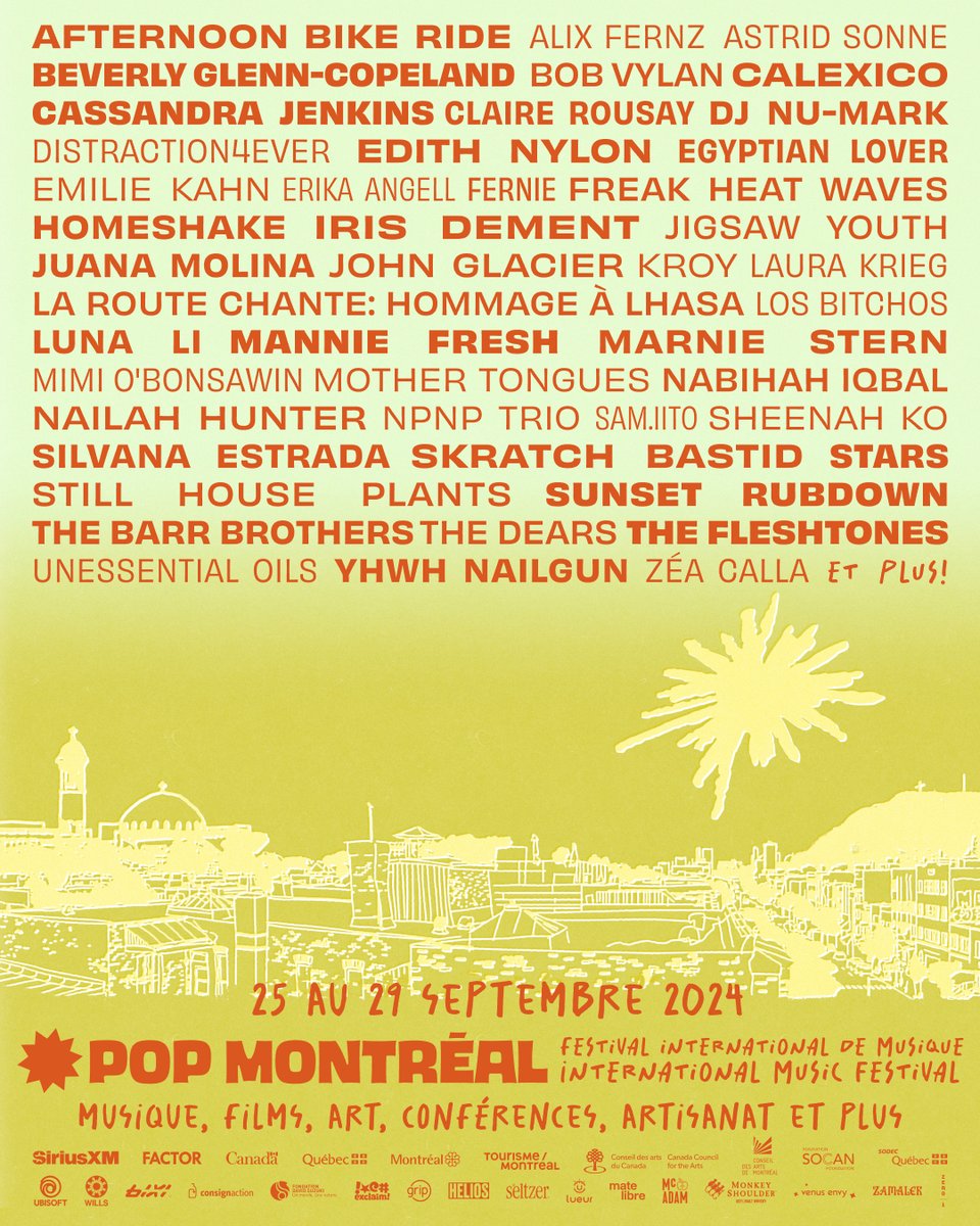 Salut y'all! C'est le temps de vous dévoiler notre première vague d'artistes avec la sélection musicale la plus fraîche en ville, blaze it! ꩜ Rendez-vous sur notre site web pour voir la programmation et pour vous procurer des billets: popmontreal.com