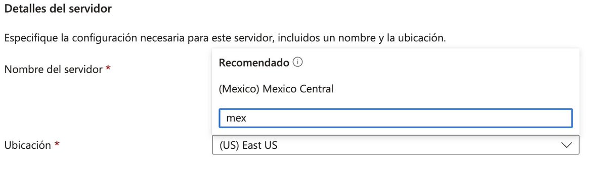 Entra en operación la región de México Central de Azure de @MSFTMexico 

Trae servicios de Azure, Microsoft 365, Dynamics 365, Power Platform y Gaming para ser entregados localmente y mejorar la eficiencia.

De hecho ya se puede usar en el portal de Azure.