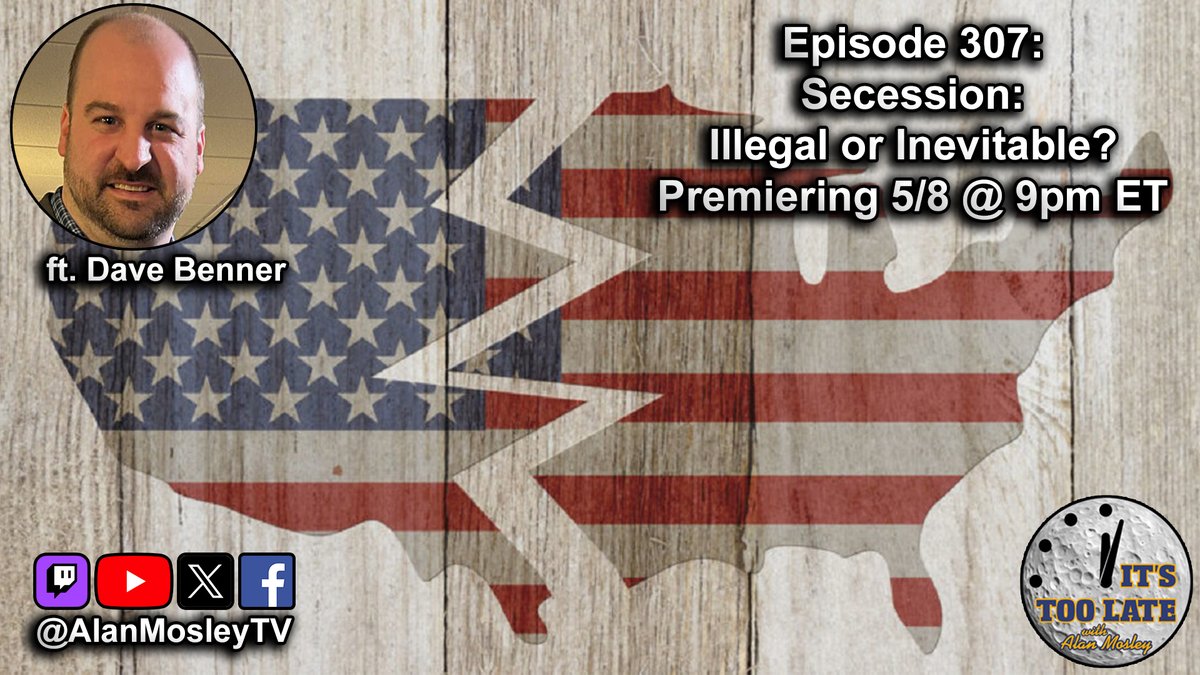Dropping the Boy in Boy Scouts, a Trump vs. RFK Jr. showdown, and a very special #TeacherAppreciationWeek all on tonight's episode of It's Too Late with Alan Mosley! Join us tonight at 9ET with guest @dbenner83 to talk about which describes Secession: Illegal or Inevitable?