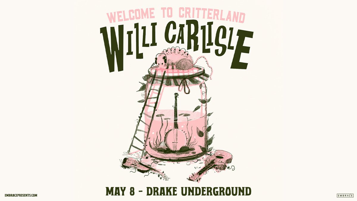 TONIGHT: Folk singer-songwriter and poet Willi Carlisle takes over a sold-out Drake Underground! 7pm - Doors 8pm - Aaron Lewis 9pm - Willi Carlisle **All set times are subject to change.