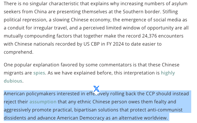 New data indicates that most Chinese migrants are coming because of a (1) slowing economy or (2) political repression. At the very least, the U.S. should better enable Chinese dissidents to access our refugee system.