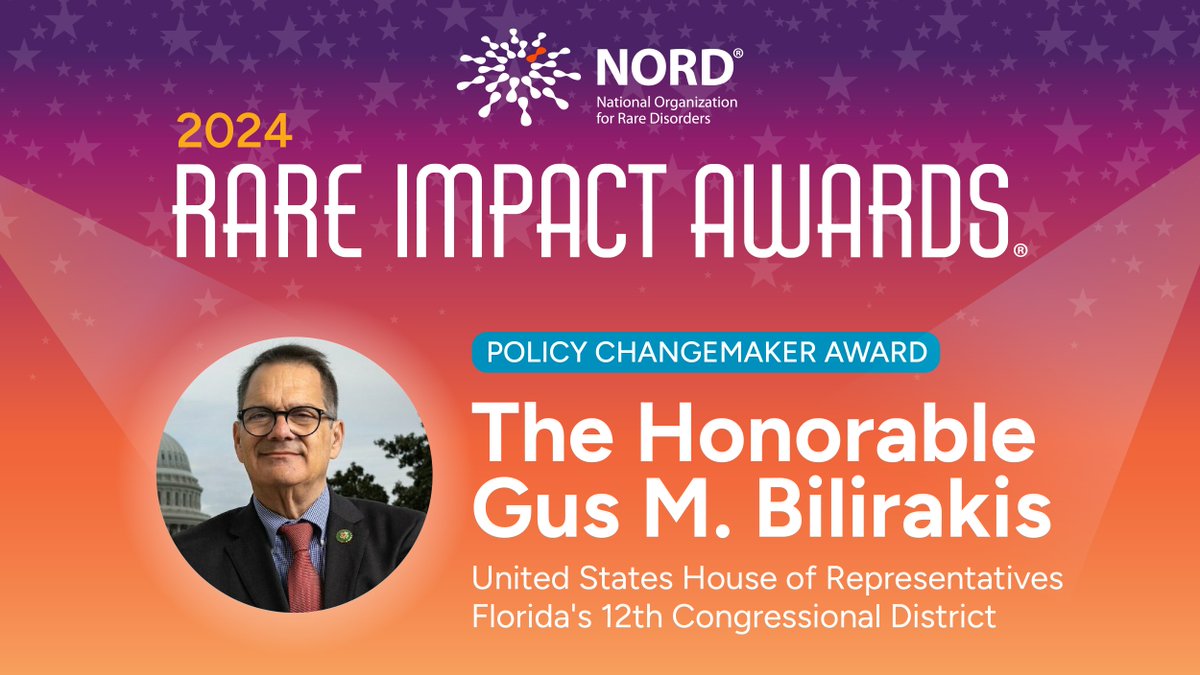 Meet one of the Policy Changemakers of this year's #RareImpactAwards, Florida @RepGusBilirakis. As Co-Chairman of the #RareDisease Caucus, Rep. Bilirakis advances the understanding that rare diseases are not a rare problem but a shared problem. Read more: rareimpact.org