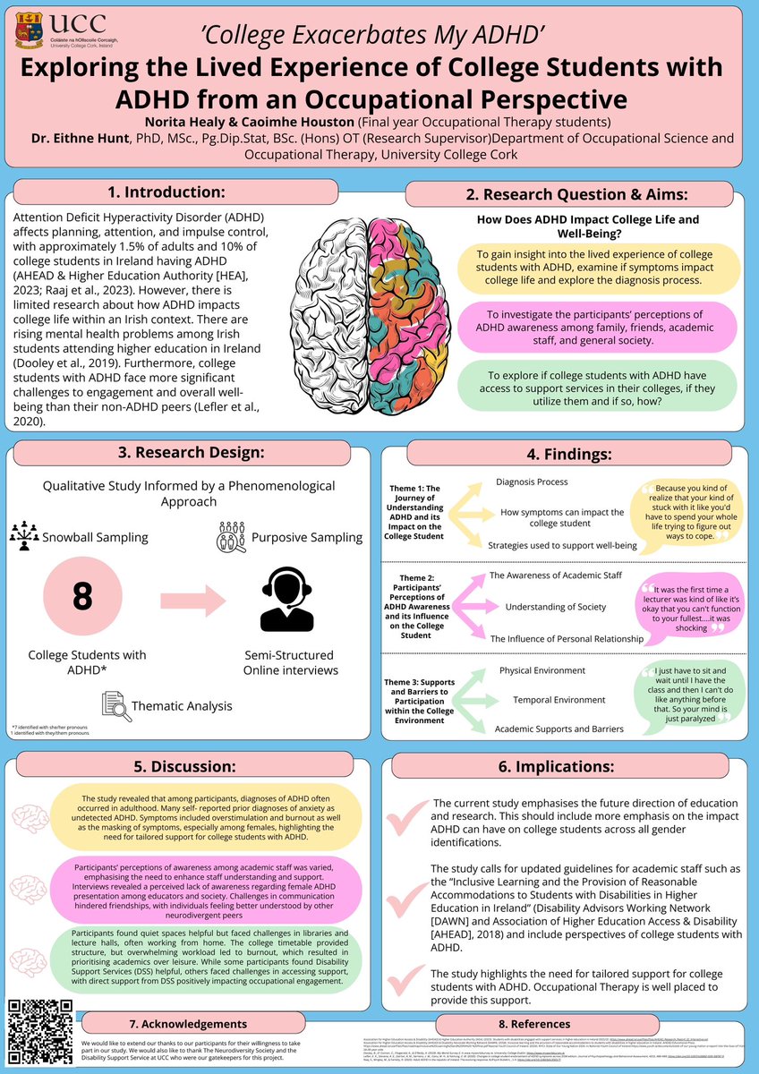 Norita and Caoimhe's final year research on college students' experience of college life with #ADHD won best poster at @UCC @UCC_OSOT ceremony today. @adhdireland @NCP_AdultADHD @MicheleJ_Hill @aheadireland @hea_irl @HealthyCampusIE @U_WELL_ie