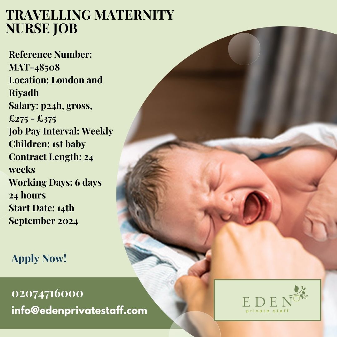 Traveling Maternity Nurse Job!

edenprivatestaff.com/job/travelling…
#MaternityAgency #maternityleave #maternity #maternitynurse #maternityjobs #midwifejobs
