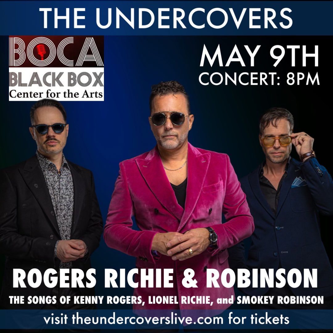 FLORIDA!  We will be performing at Boca Black Box Center for the Arts TOMORROW!  Follow us on Bandsintown for info & tickets here: bnds.us/cdya11 

#theundercovers #rogersrichierobinson #lionelrichie #kennyrogers #smokeyrobinson #lukemcmaster #kevinpauls #joelparisien