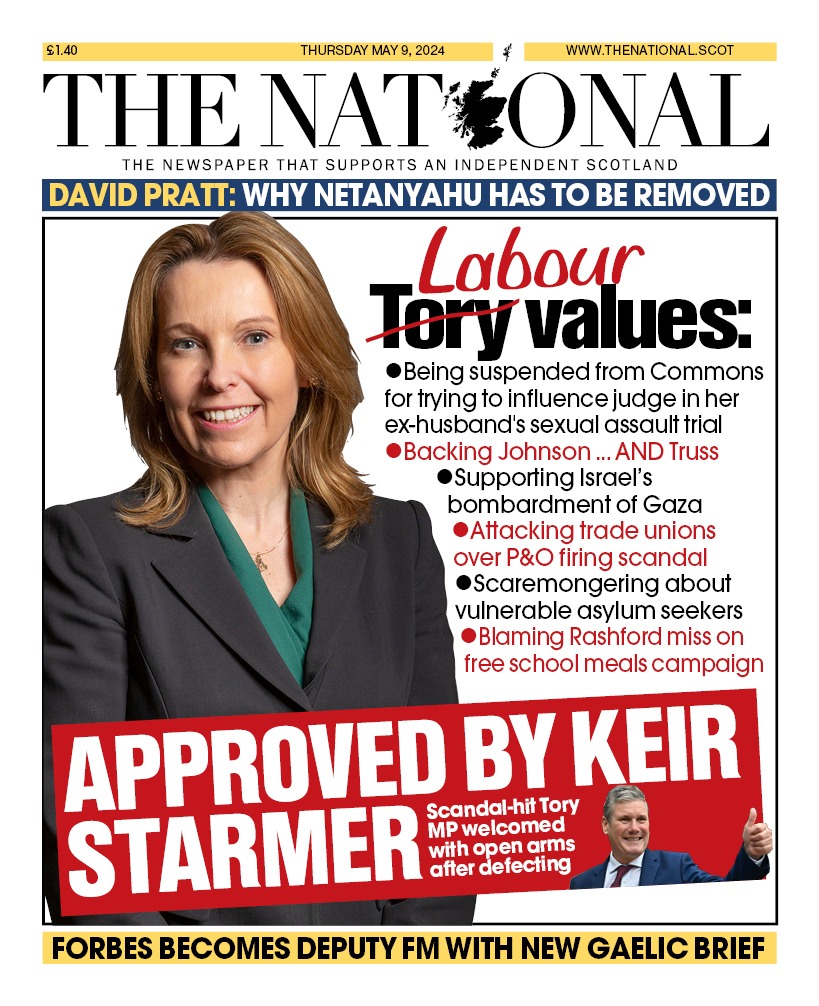 🚨 Tomorrow's front page of @ScotNational T̶o̶r̶y̶ Labour values: Meet the new face of the Labour Party, Natalie Elphicke, approved by Keir Starmer! 👍