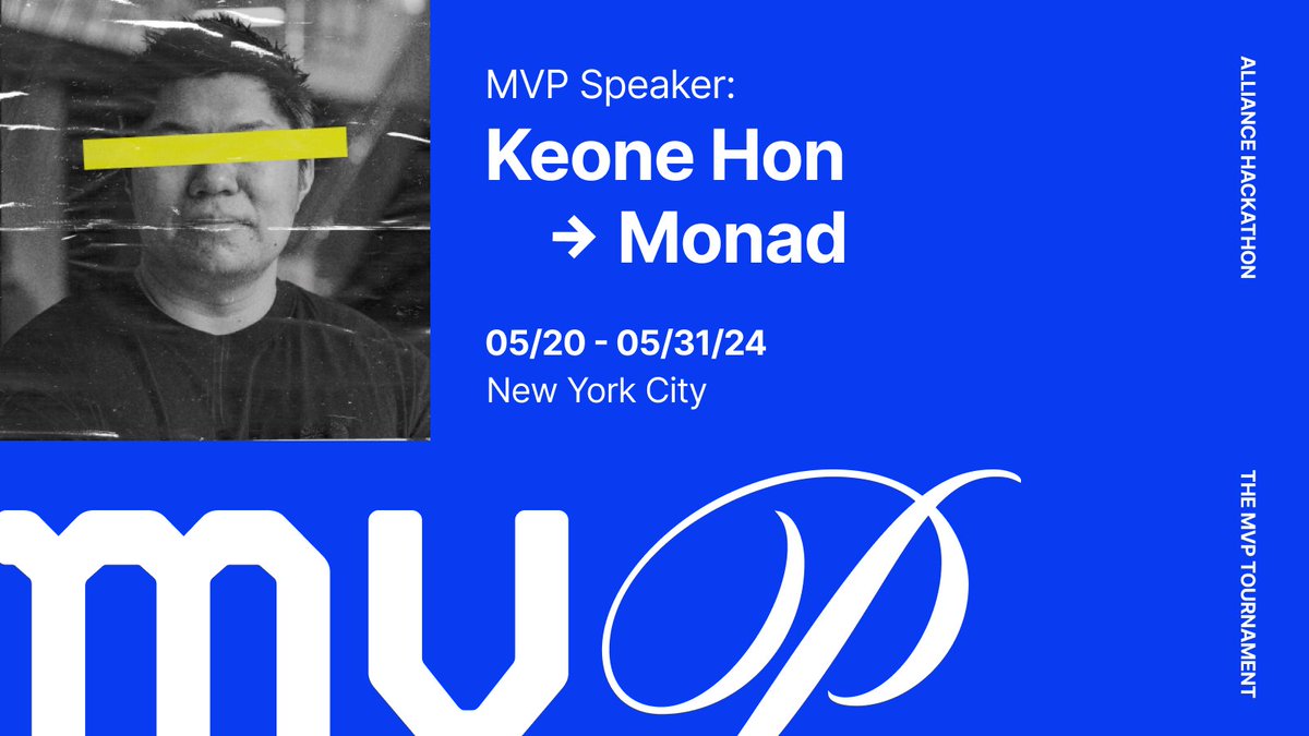 The application deadline for @MVPHackathon is 1 week away! If you’re building novel crypto products on @monad_xyz, apply to bring your idea to MVP and learn from MVP Hackathon speaker, @keoneHD. Apply now at mvp.alliance.xyz