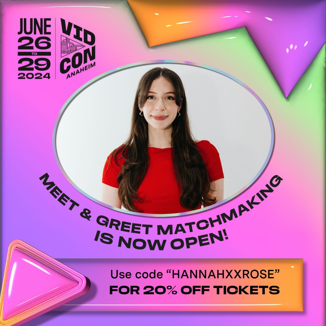 I have a meet & greet this year at Vidcon! Make sure to fill out your meet & greet matchmaking if you want to meet me 💗