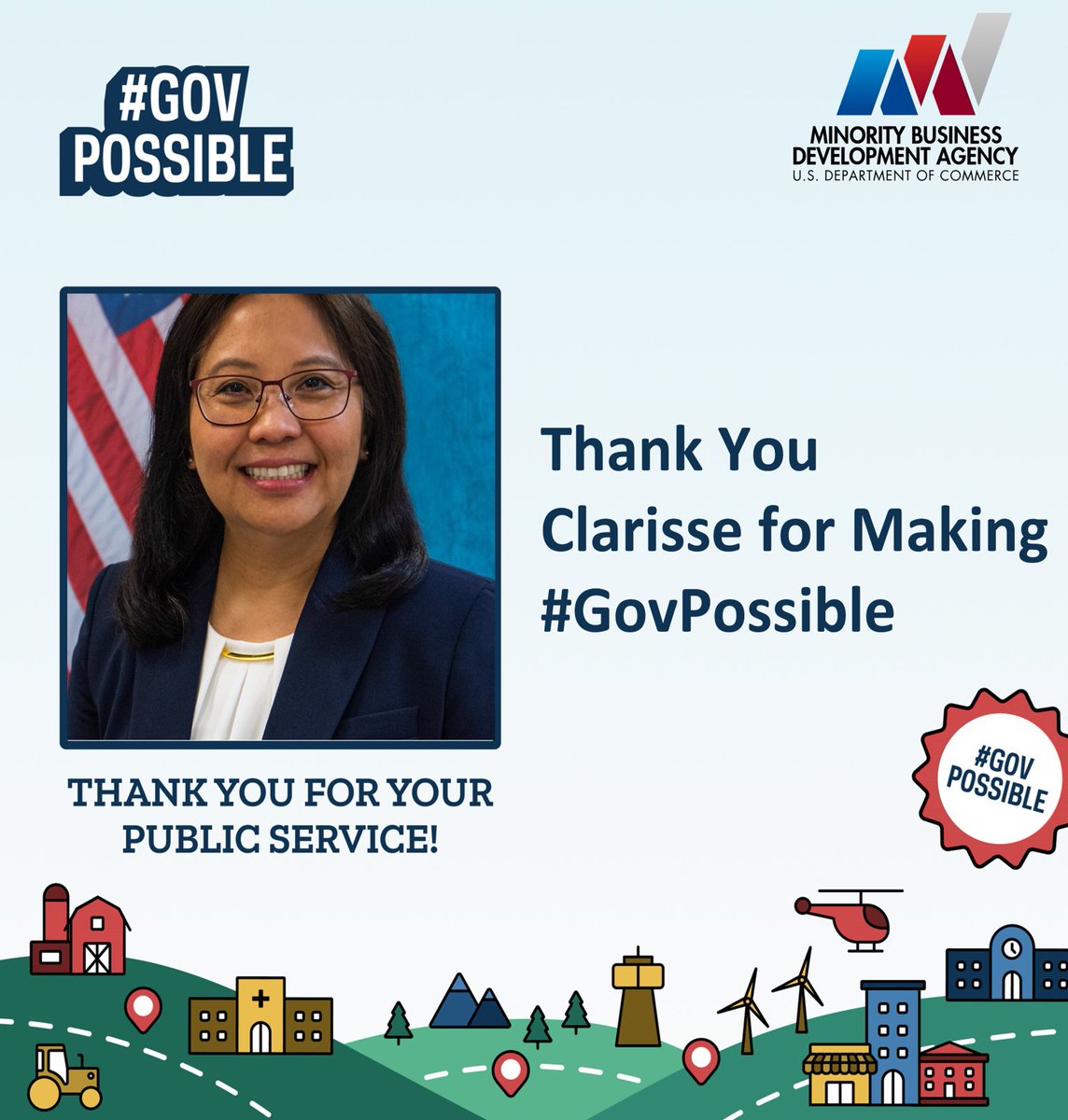 This #PSRW, we want to thank Clarisse, Chief Administrative Officer at MBDA, for her expertise in supporting our key mission and human resources goals. Clarisse makes it #GovPossible for every employee to have what they need to thrive. Go Clarisse!