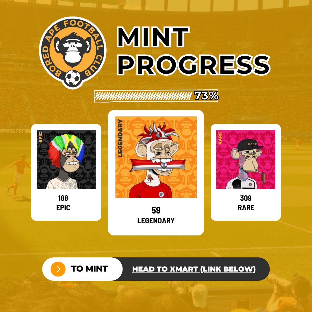 📢MINT UPDATE📢 Rank 1 BAFC has not yet been won!!! Get your spin for 25 XRP today at: xmart.art/collections/bo… 💥For every 3 BAFC NFTs held, get 1 Galactico Goat free🔜 #NFT #XRPGiveaway #BAFC #GOAT #XRP #XRPL #XRPNFT #NftGiveaway #NFTArt #APE #DAO #metaverse #Web3