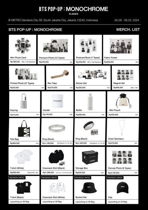 Are you ready for the biggest drop yet? 🤩

Swipe to check out the exclusive merch at BTS POP-UP : MONOCHROME IN JAKARTA at METRO Department Store Gandaria City 💜 

Which item are you most excited to get? ​

#BTS #방탄소년단 #MONOCHROME #MNCR #BTS_POPUP #Jakarta #ShopatMETRO