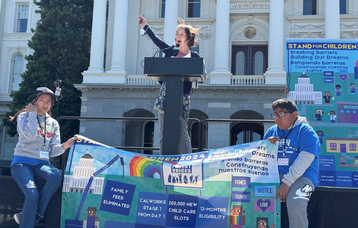 Proud to join w/ @ParentVoicesCA today at their 'Stand for Children' event at the CA Capitol. As chair of the @CaWomensCaucus & past chair of @SenateBudget, I've been proud to champion child care in the state budget in recent years. Now it's time to protect that progress!