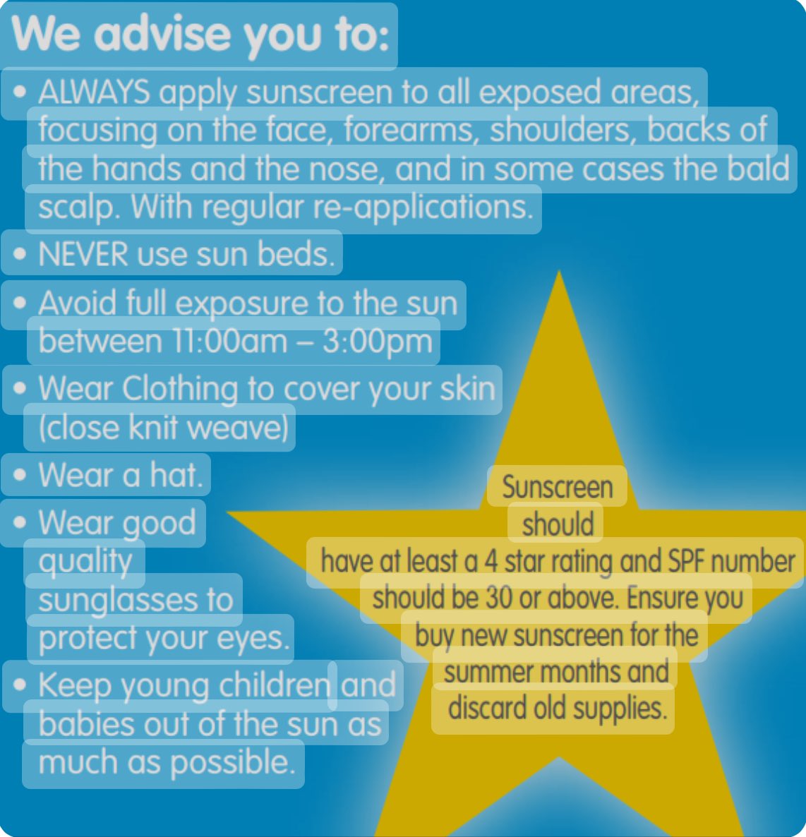 We realised that many of our parents, carers and children did not understand the UVA Star ratings and the SPF numbers on sunscreen. 

Tonight we shared this post to raise awareness.

#DoWhatMattersMost
#ShowYouCare