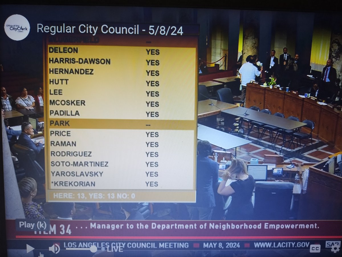 14 months after <a href="/MayorOfLA/">Mayor Karen Bass</a> Bass fired previous DONE General Manager, today City Council approved a  replacement, Carmen Chang, despite many requests  for 30-day postponement to allow Neighborhood Councils time to meet the new GM and file CIS to CF 24-0465 cityclerk.lacity.org/lacityclerkcon…