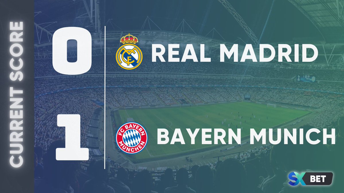 Bayern Munich makes it 1 - 0 late in the game! Real Madrid faces elimination if they can't tie it up soon ⚽️ Bet on #ChampionsLeague in-play at SX Bet 👇