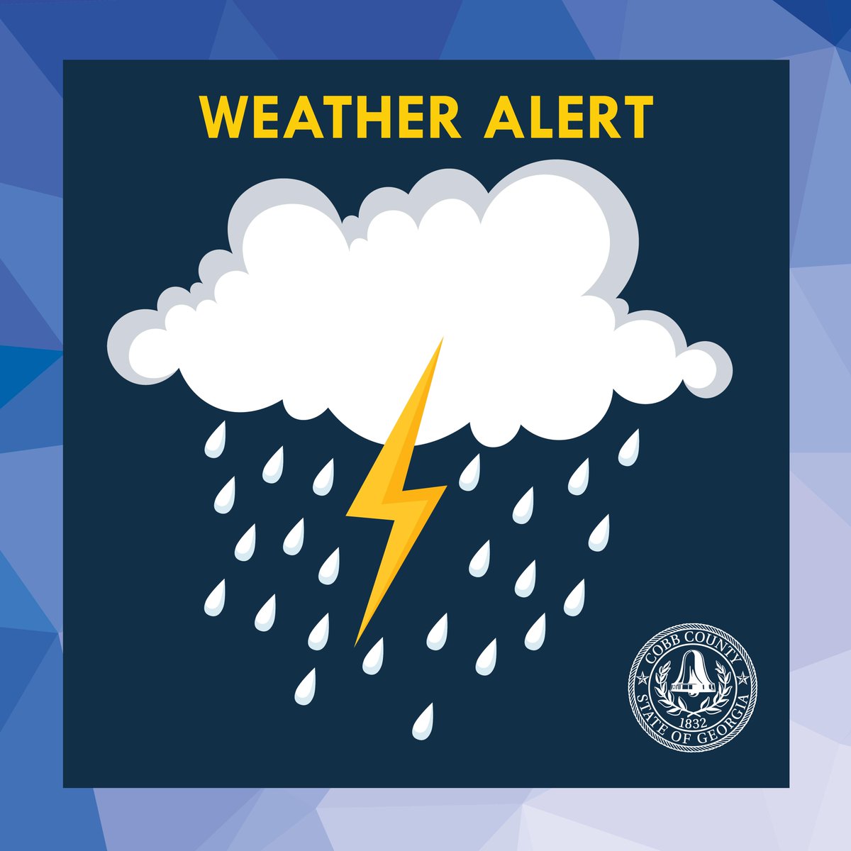 Tonight there is the possibility of severe weather through 8 a.m. Thursday, May 9 for the Cobb County area. There is potential for scattered storms with 1-3” of rain, large hail, damaging winds (up to 60 mph) and tornado risk. 

#CobbCounty #severeweather #weatheralert