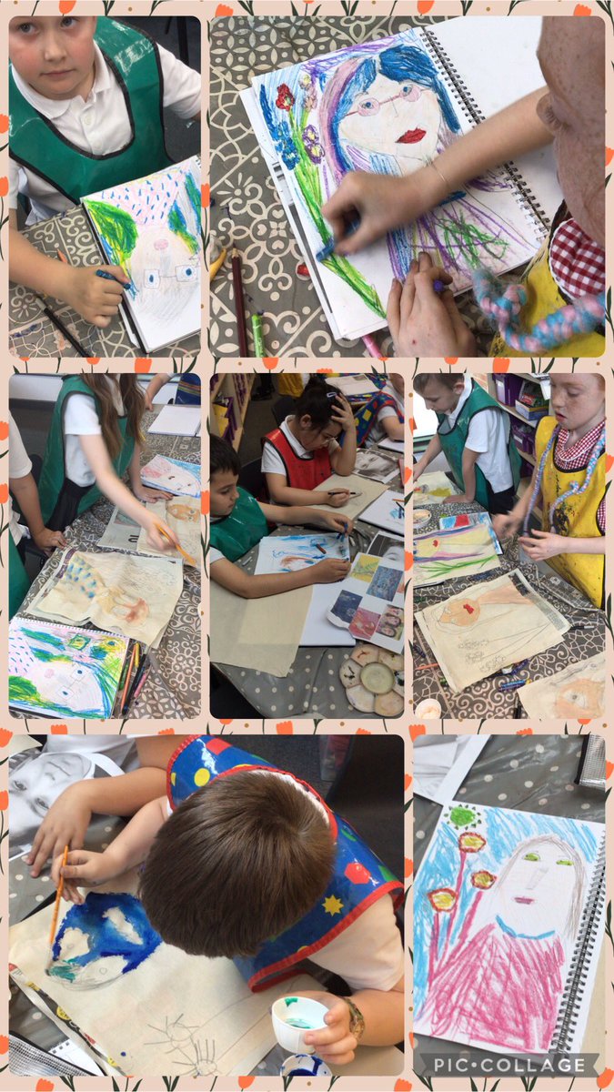 Year 3, have been busy creating Alice Kettle inspired designs for their own textile art. Once they had designed their compositions and considered the colours they would use, they began to apply fabric paint to calico. These will form the backgrounds for future stitch work.