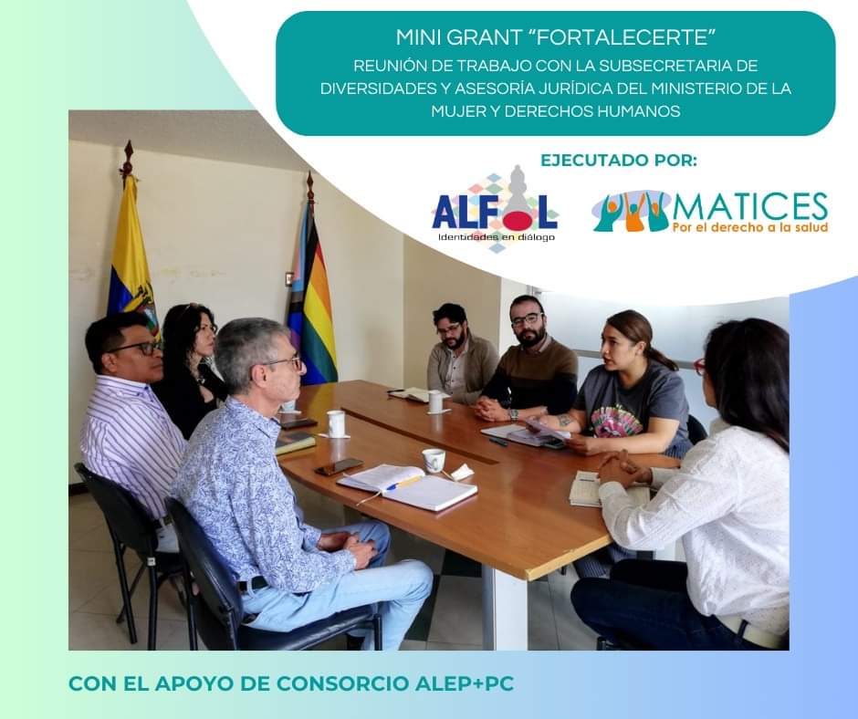 #NoticiasalMomento 
#AsociacionALFIL #SomosRedLacTrans 🏳️‍⚧️🇪🇨
Junto a @Maticesecu en el marco del #minigrant 'FORTALECERTE', mantuvimos reunión de trabajo con Asesoría Jurídica y la SSD de @DDHH_Ec 
#DerechosHumanos 
#DiversidadSexual en #Ecuador.
#LaRespuestaAlVIHEsAcción
