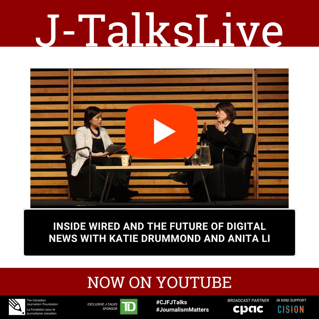 WATCH: Our #CJFJTalks Live event on the future of digital news is now available on YouTube via @torontolibrary. View the recording: youtu.be/q7MfYckhMns?fe… #CJFJTalks #JournalismMatters #DigitalNews #WIRED