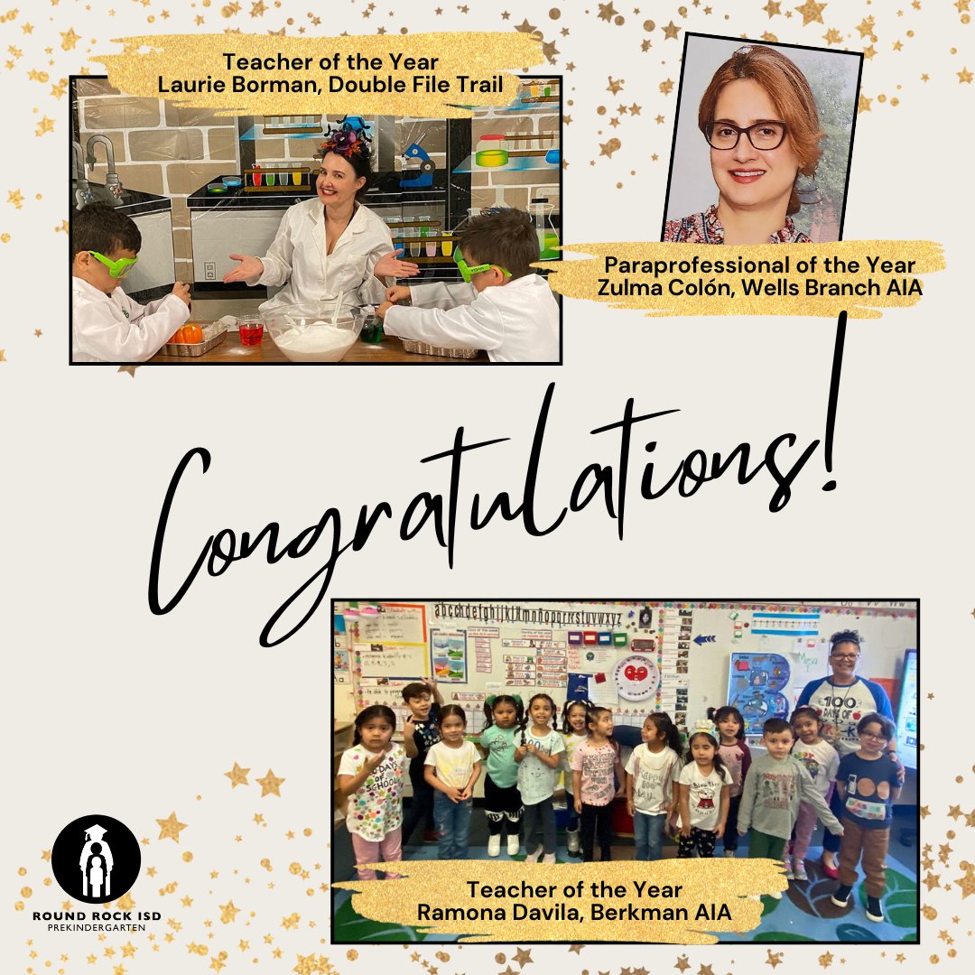 RRISDPK's tweet photo. So proud of our @RoundRockISD PK team members who were selected as the 2025 teacher or paraprofessional of the year at their campus! @AprilNilson3 @BerkmanAIA @DFT_Braves @AlifiaBritton @WellsBranchAIA @ANegretePrin #ItStartsWithUs https://t.co/khTIcSifMX