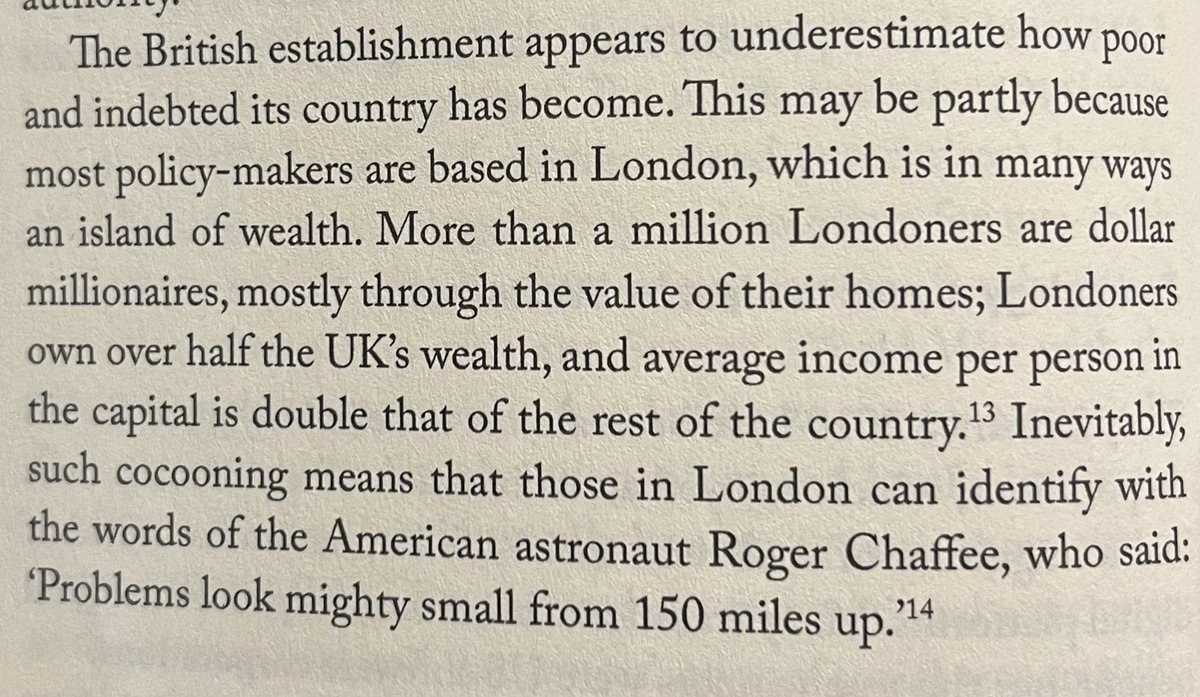 If you want to understand the complete detachment of Britiain’s political and media class from the rest of the country this paragraph nails it.