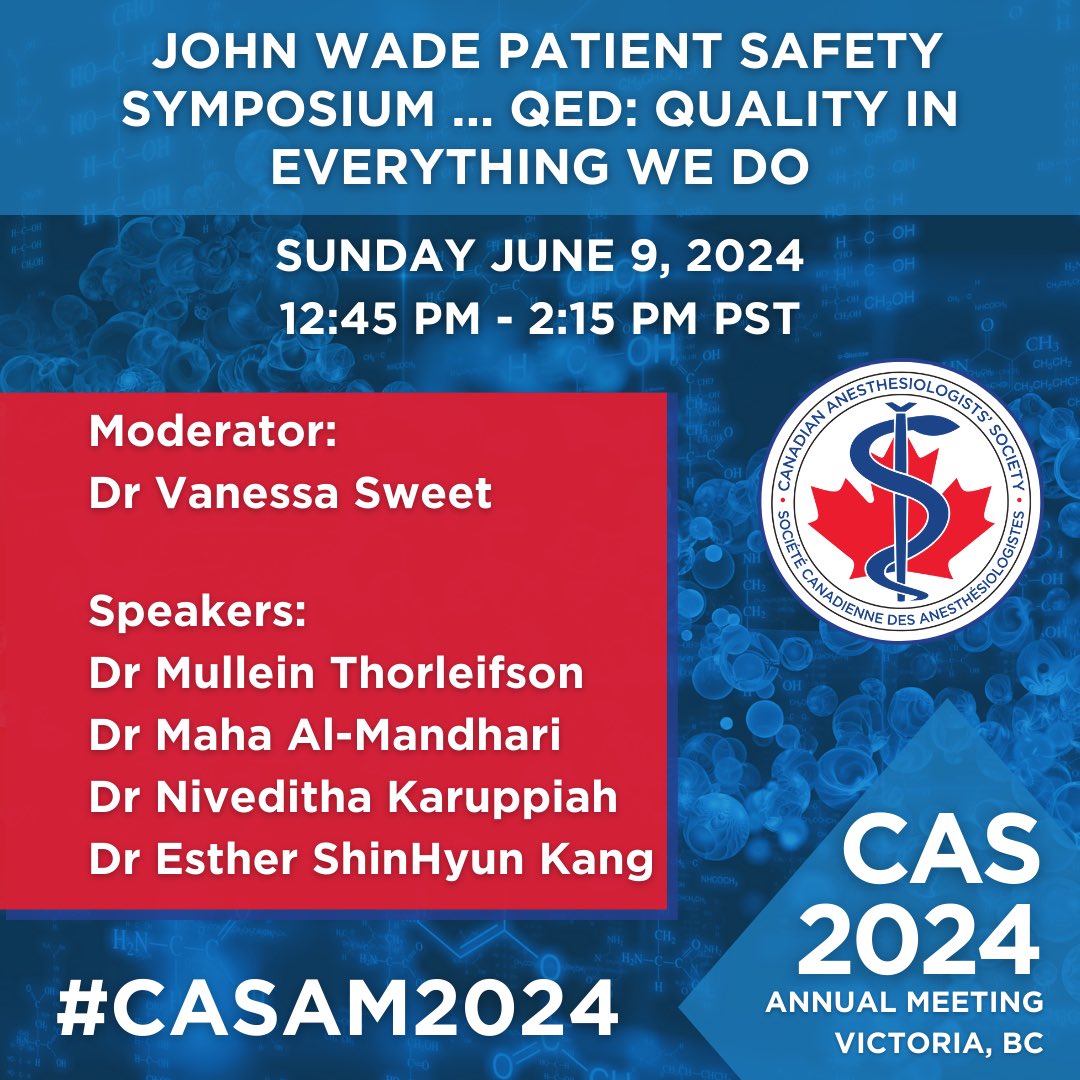 Looking forward to Speaking at the John Wade Patient Safety Symposium. #CASAM2024 @CASUpdate