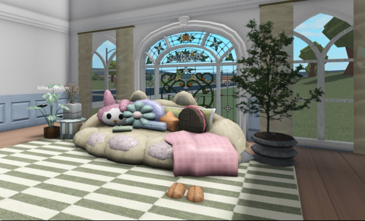 Just made this cat inspire couch🌸
#bloxburg 
#bloxburghack