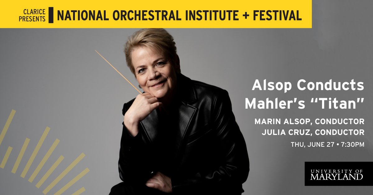 This summer! Music Director Marin Alsop will be leading the NOI Philharmonic in Mahler's 'Titan!' Joining the program is Taki Alsop fellow Julia Cruz with Gabriela Ortiz's lively and percussive “Antrópolis.” Learn more and get your tickets → go.umd.edu/noialsopmahler…