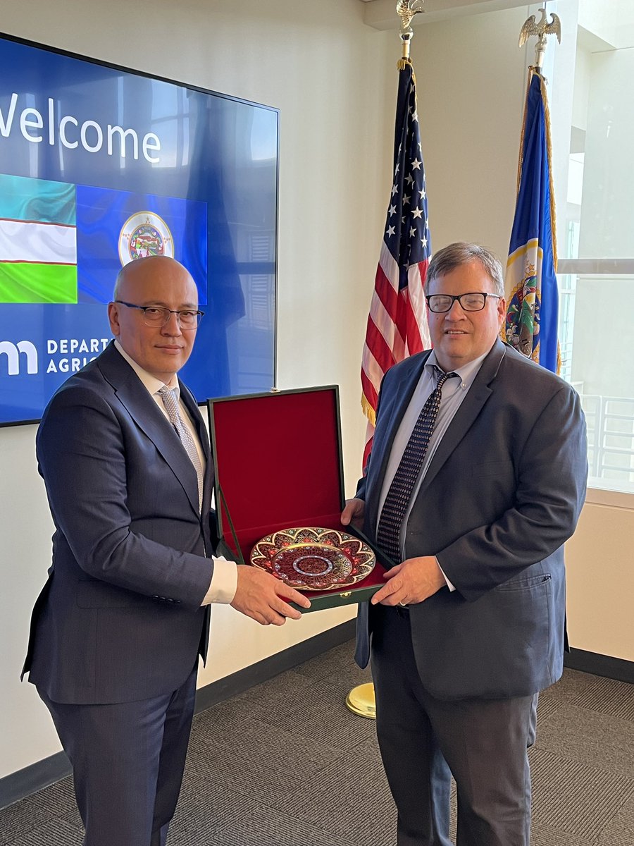 Today, Commissioner @ThommyPetersen, Deputy Commissioner @afvaubel, and MDA staff were grateful to host @UZEmbassyDC Ambassador @FurqatSidiq and other Uzbekistan guests to discuss agricultural trade expansion opportunities between Minnesota and their country. #MNAg