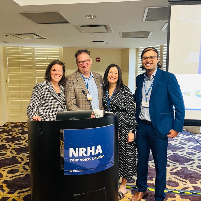 Our TAC team is excited to be at <a href="/ruralhealth/">National Rural Health Association</a>'s Annual Conference this week! ✨ Today, (L-R) Emily Hawes, PharmD, BCPS, CPP, Mark Holmes, PhD, Lori Rodefeld, MS and Mukesh Adhikari, MPH, presented on GME Financing in Medicare-Dependent and Sole Community Hospitals.
