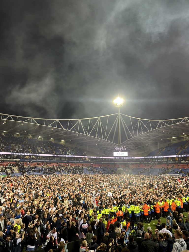 Bolton Wanderers fans celebrate getting to the League One Play Off Final #BWFC