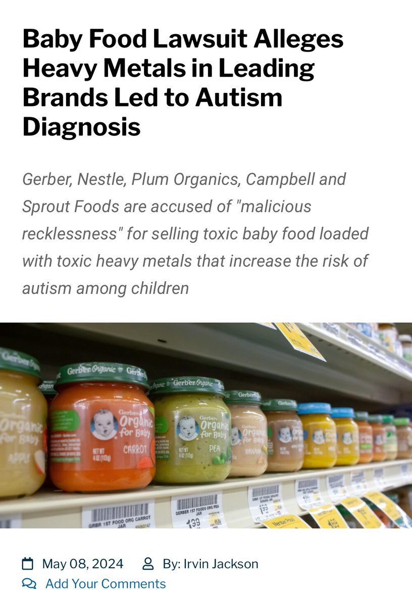 A New York mother has filed a product liability lawsuit against a number of leading food manufacturers, indicating that her daughter developed autism due to the presence of toxic heavy metals in baby food products sold in recent years. aboutlawsuits.com/baby-food-laws…