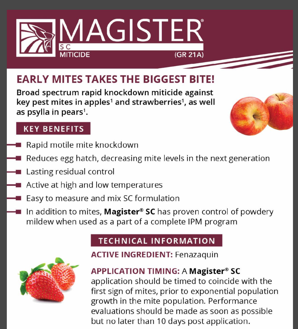 The early mites take the biggest bites. Magister miticide, Powdery Mildew fungicide. gowancanada.com. ⁦@gowancanada⁩ ⁦@Gowan_QC_Marit⁩
