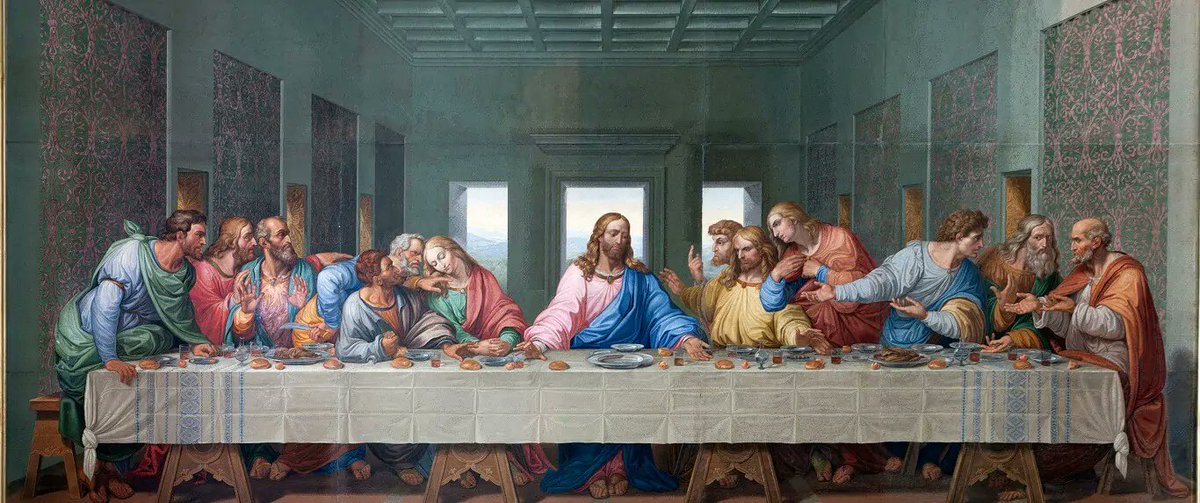 ItalianoToken's tweet photo. #DiscoverArt with $ITALIANO 🤌🏻🇮🇹
"The Last Supper" is a mural painting by Leonardo da Vinci, dated to 1495/8. It represents the scene of the Last Supper of Jesus with the Twelve Apostles, specifically the moment after Jesus announces that one of his apostles will betray him. https://t.co/C2TZGMPytY