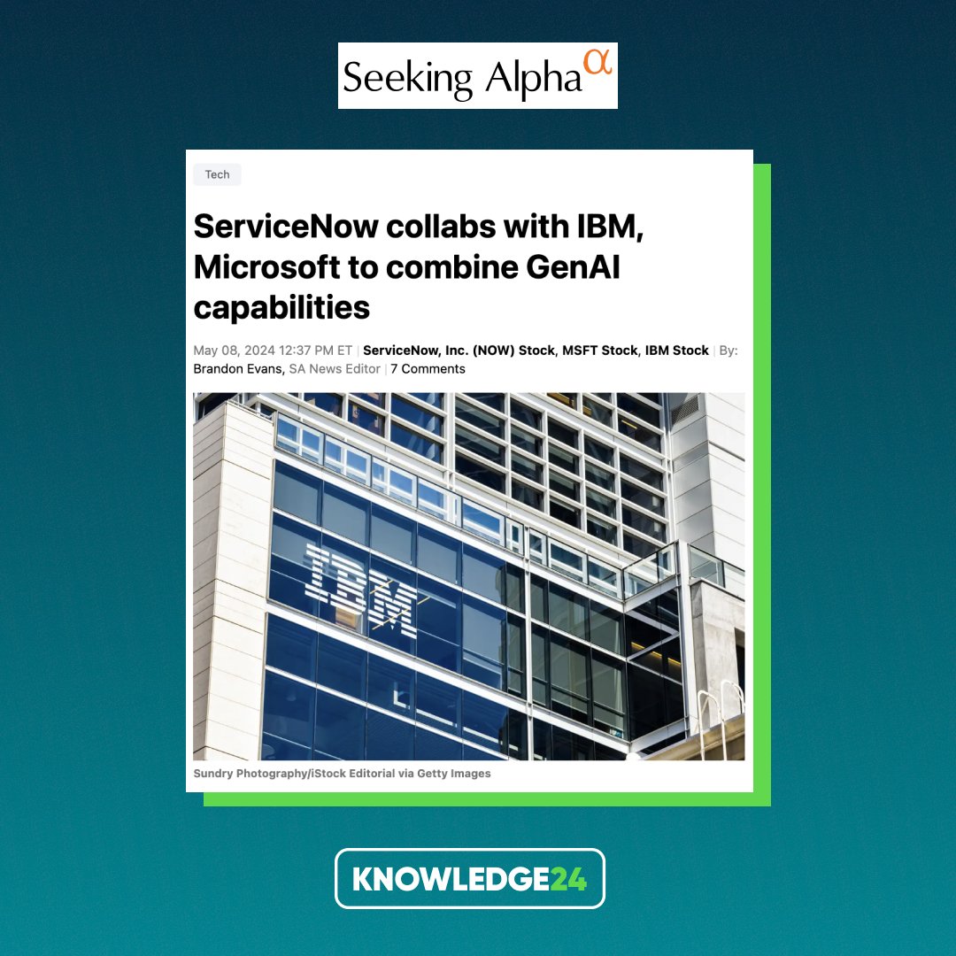 ServiceNow is expanding its GenAI offerings alongside @IBM, @Microsoft, and more. Read more via @SeekingAlpha: seekingalpha.com/news/4102691-s…