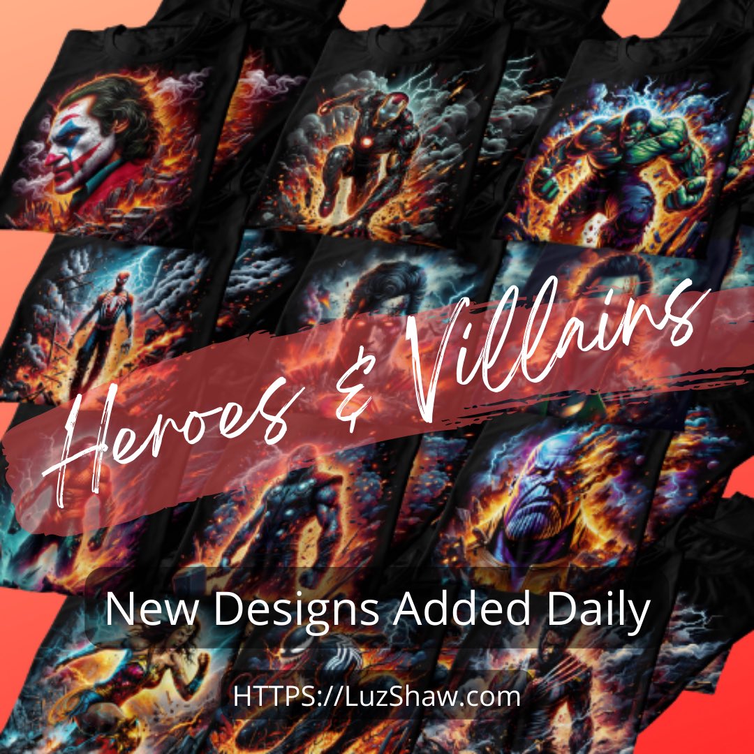 Unleash your inner Hero … or Villain #tshirt #tshirtdesign #tshirtprinting #tshirtshop #tshirts #Heroes #Villain #Marvel #DC #dccomics #MarvelComics