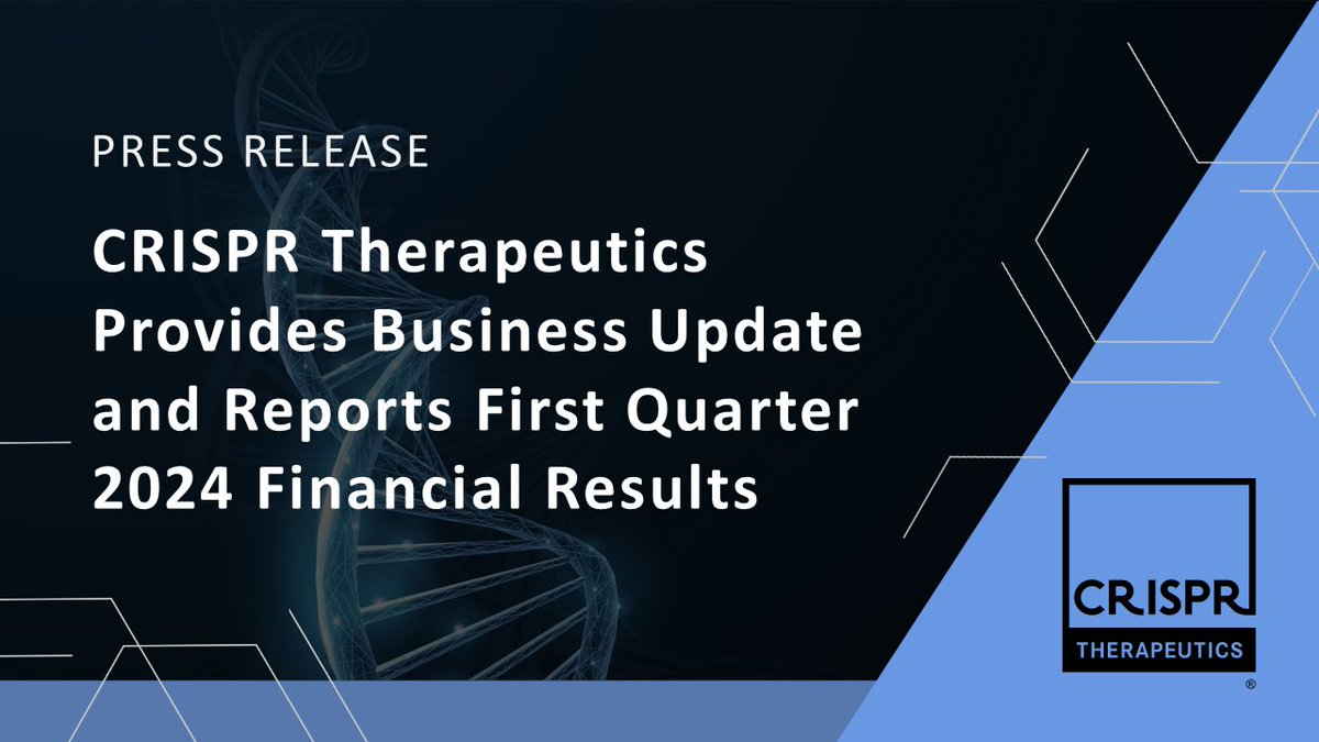 Today, we announced our first quarter earnings results. Read more about our recent highlights and outlook: bit.ly/4dtPpYb #CRSP #CRISPRTX