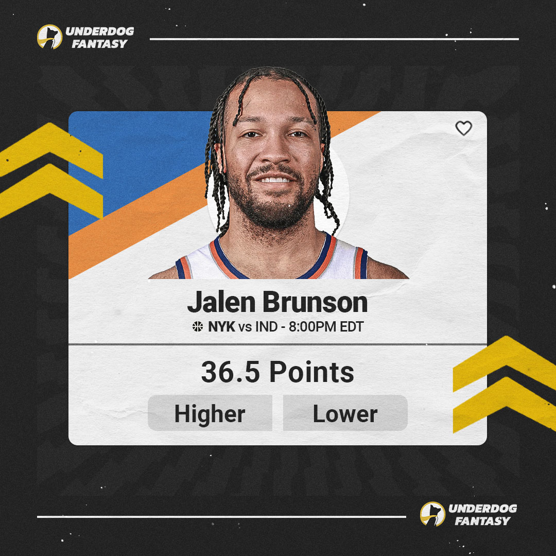 We're giving away an entry to win $500 to five people who correctly predict how many points Jalen Brunson scores tonight 🤩

To enter, ❤️ this post and reply with your Underdog username and Brunson's eventual point total 🤝