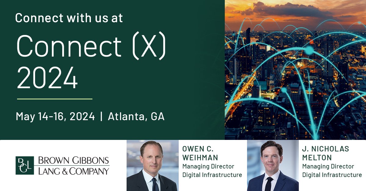BGL’s Digital Infrastructure investment banking team will be attending @ConnetX_USA. Learn more about our experience and capabilities here: bit.ly/DigitalInfrast… #InvestmentBanking #MergersAndAcquisitions #ConnectX24