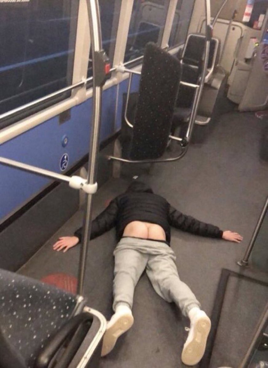 Just knocked some homeless man out on the subway.