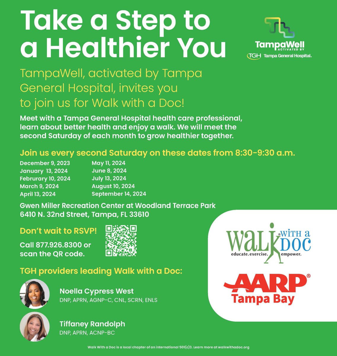 Walk with a Doc! Meet with a Tampa General Hospital health care professional, learn about better health and enjoy a walk. They meet the second Saturday of each month to grow healthier together. The next walk takes place Saturday, May 8. Don't live in Ta... walkwithadoc.org/join-a-walk/lo…
